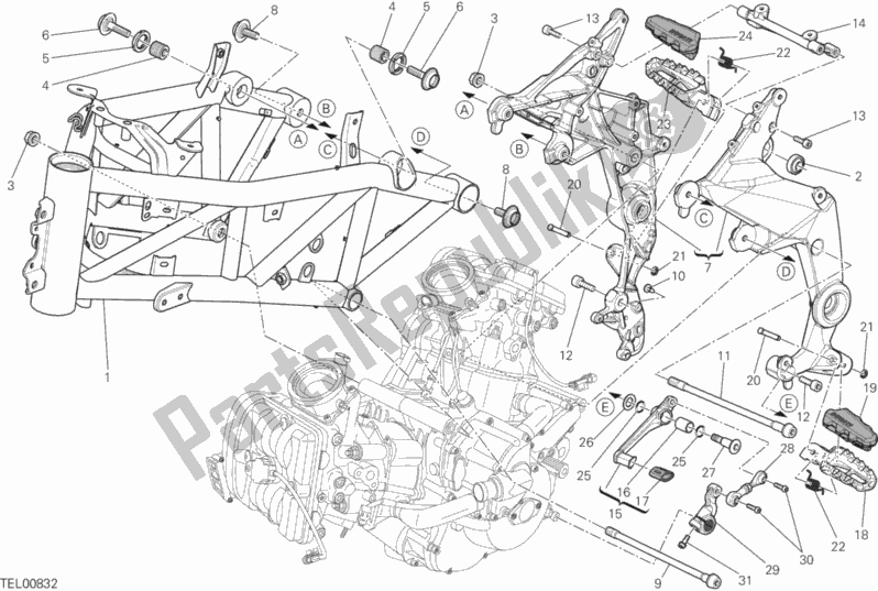 Tutte le parti per il Telaio del Ducati Multistrada 1200 ABS Brasil 2014